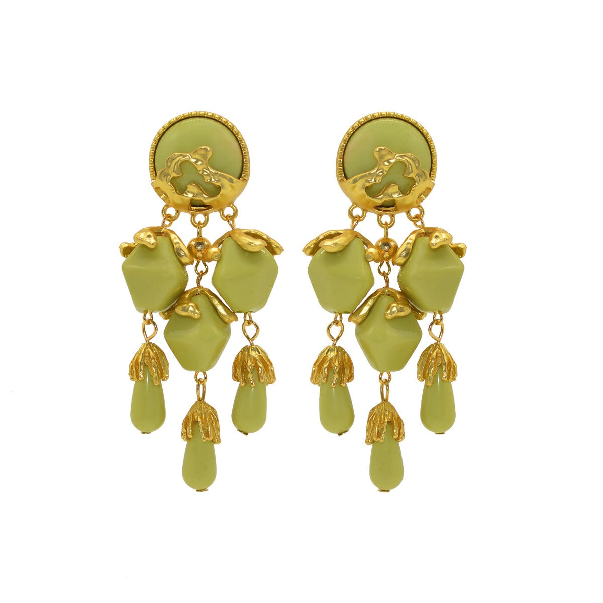 Orecchini con nappe in resina verde oliva | ULZZANG BELLA