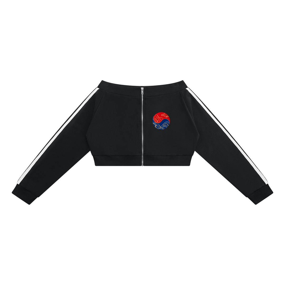 Korean Tiger Off-Shoulder Cropped Zip Hoodie | ULZZANG BELLA