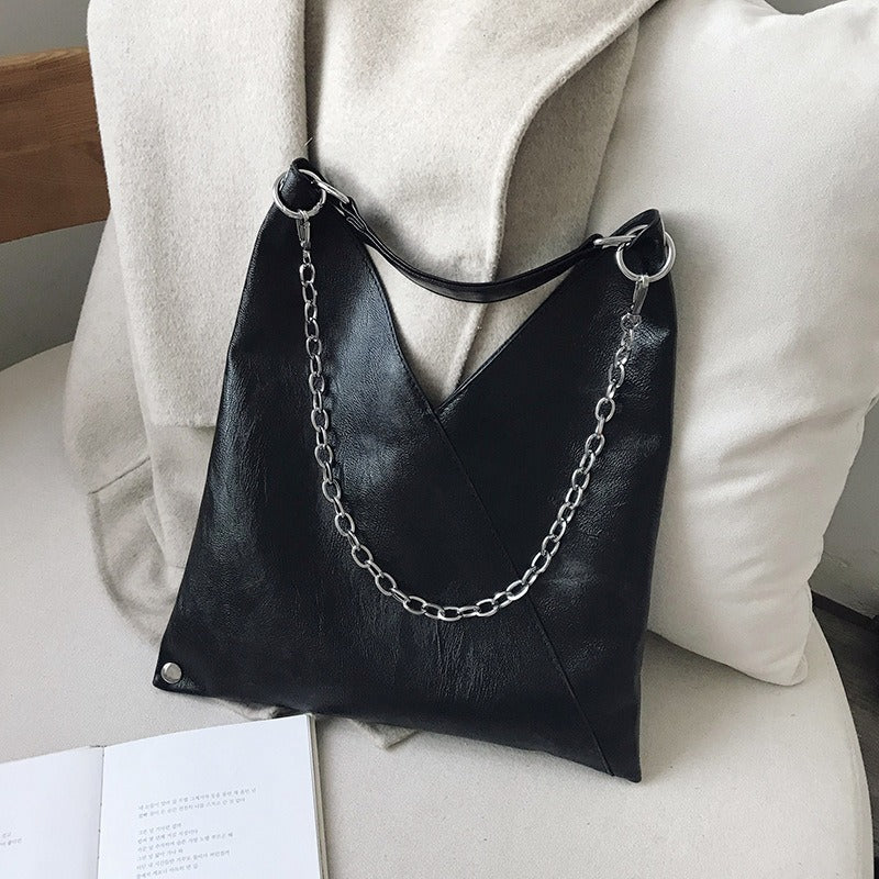 Luxurious PU Leather Shoulder Tote | ULZZANG BELLA