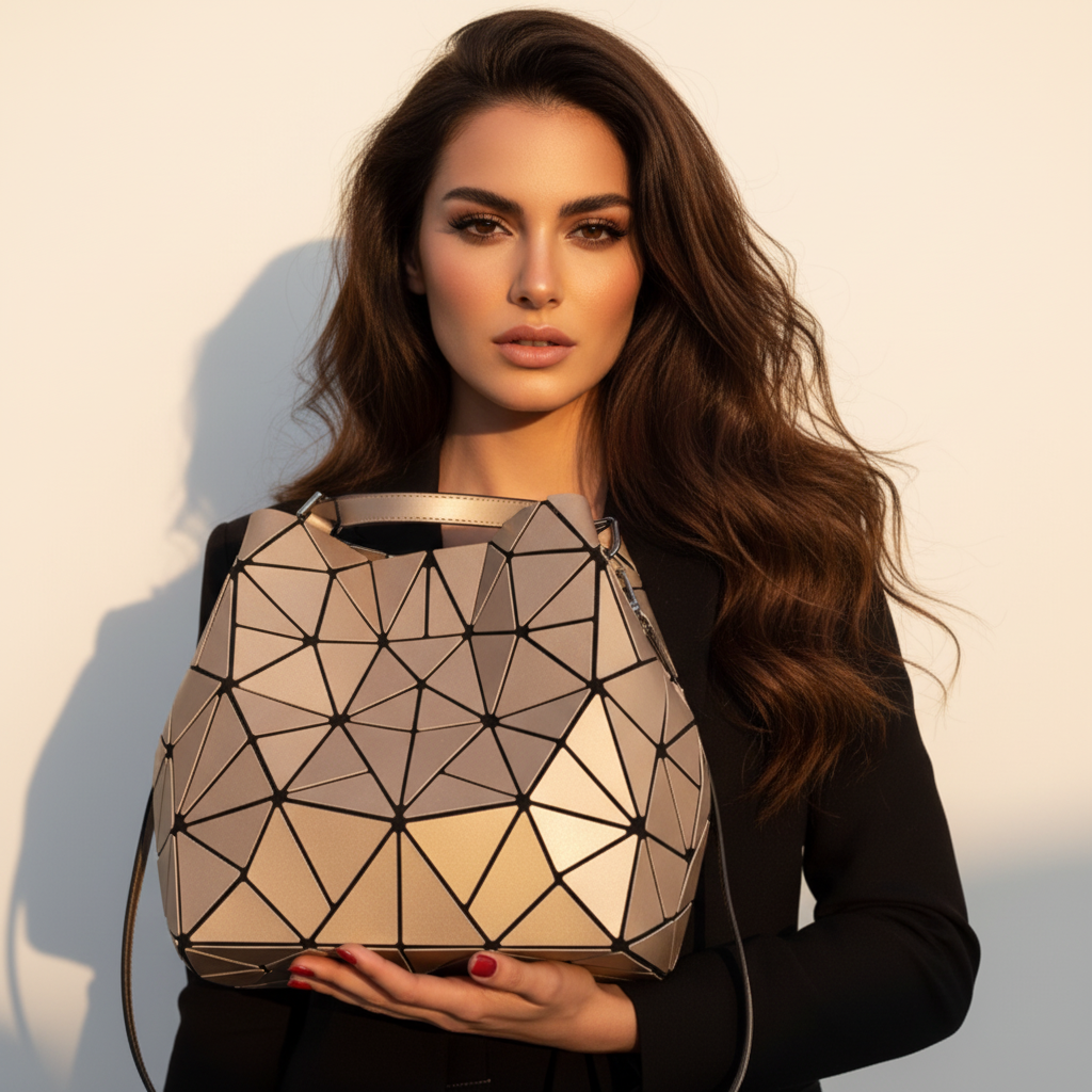 ULZZANG BELLA Luxe Geometric Stitching Tote Handbag - Elegance