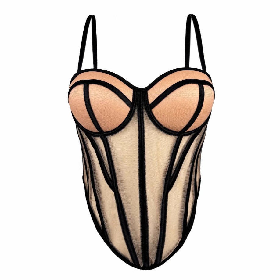 Reggiseno in rete con spalline e motivo color block | ULZZANG BELLA