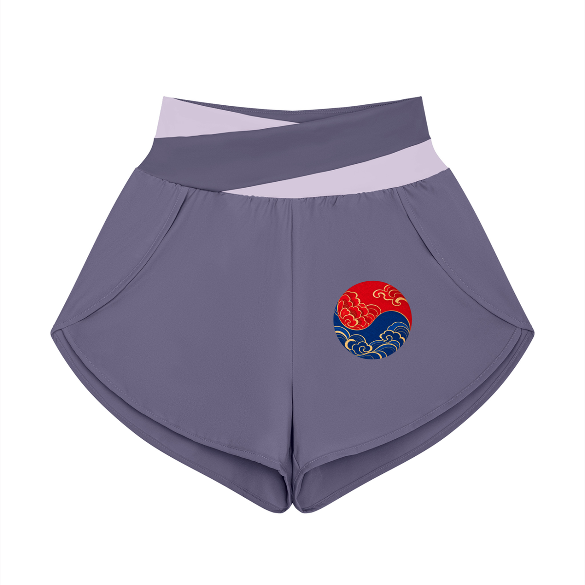Cross-Over Panelled High Waisted Yoga Shorts | ULZZANG BELLA