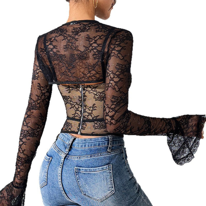 Enchanting Floral Lace Backless Camisole Set | ULZZANG BELLA