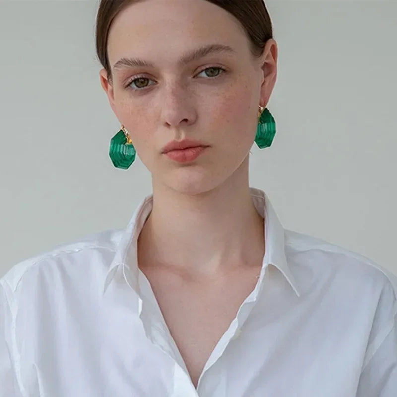 Transparent Green Acrylic Earrings for the Modern Muse | ULZZANG BELLA