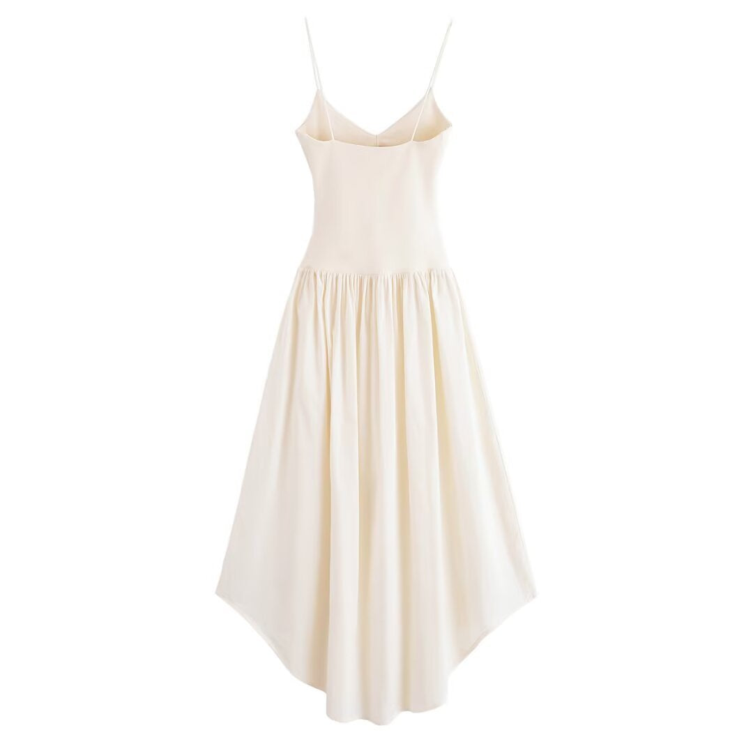 Exquisite V-Neck Strapless Long Dress in Timeless White | ULZZANG BELLA