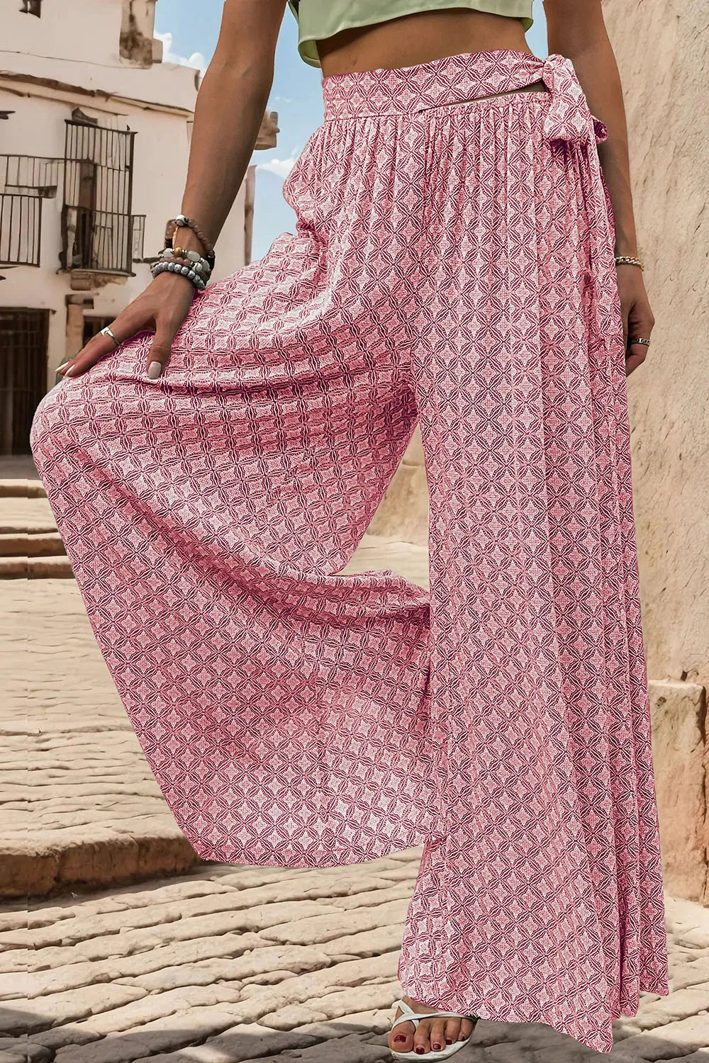 Sophisticated Tied Wide Leg Pants in Sheer Elegance | ULZZANG BELLA