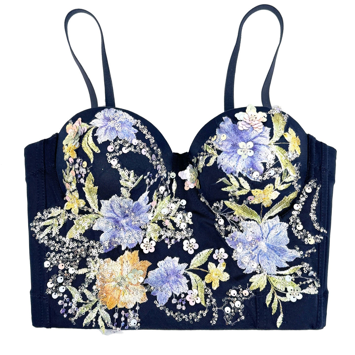 Embroidered Beaded Strapless Corset Top | ULZZANG BELLA