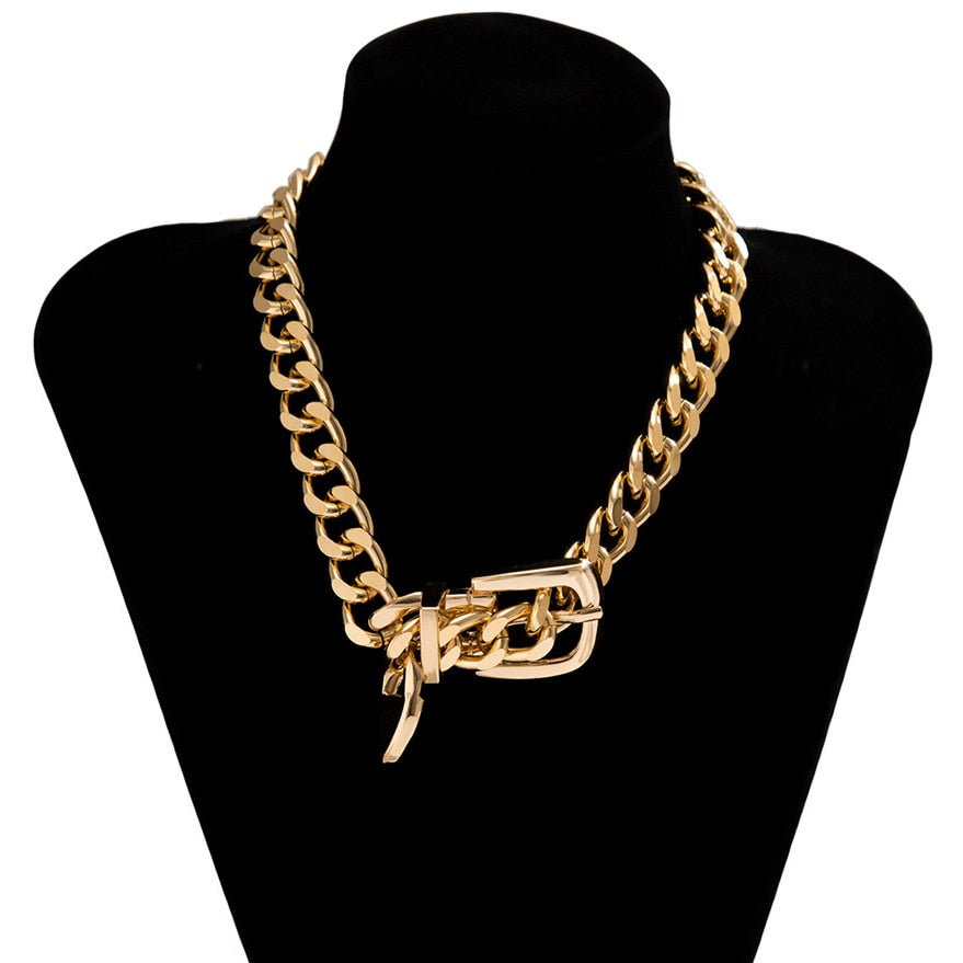 Exquisite Ingemark Heavy Metal Choker Necklace for Women - Bold Punk Grunge Chain Jewelry | ULZZANG BELLA