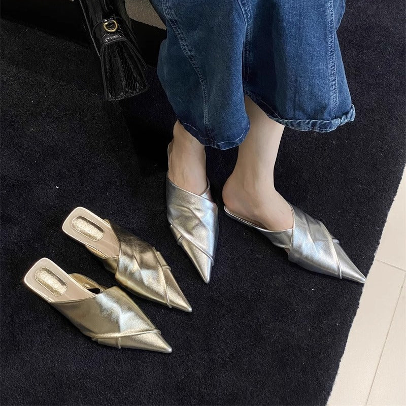 Elegant Cross-Pointed Flat Slippers with Toe Wrap | ULZZANG BELLA
