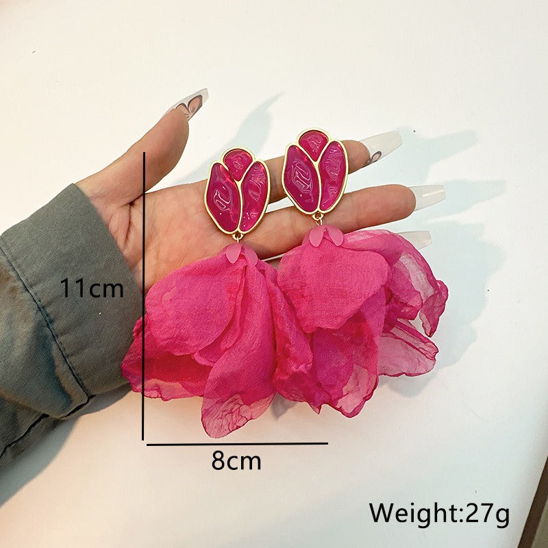 Captivating Bohemian Floral Earrings with Matte Gold Plating | ULZZANG BELLA