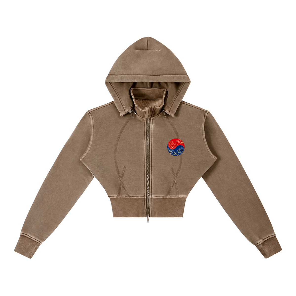 Vintage Wash Detachable Hood Cropped Fitness Hoodie | ULZZANG BELLA