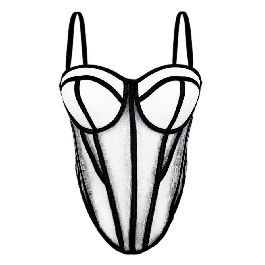 Reggiseno in rete con spalline e motivo color block | ULZZANG BELLA