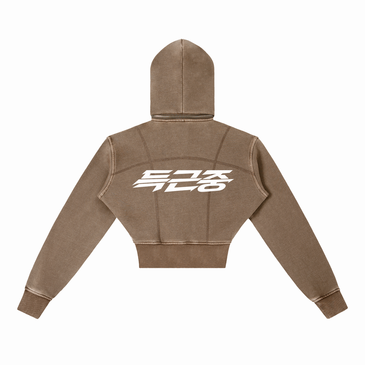 Vintage Wash Detachable Hood Cropped Fitness Hoodie | ULZZANG BELLA