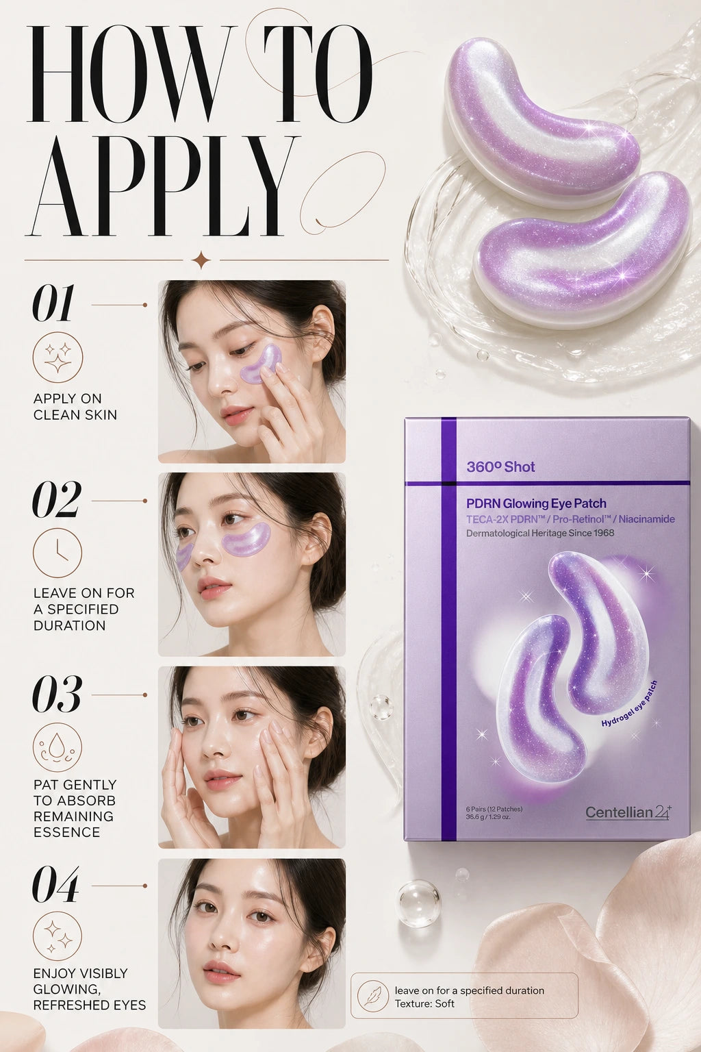 360º Shot PDRN glowing eye patch 6 pairs | Centellian24 | Centellian24 PDRN Eye Patch - Artisanal Luxury Treatment