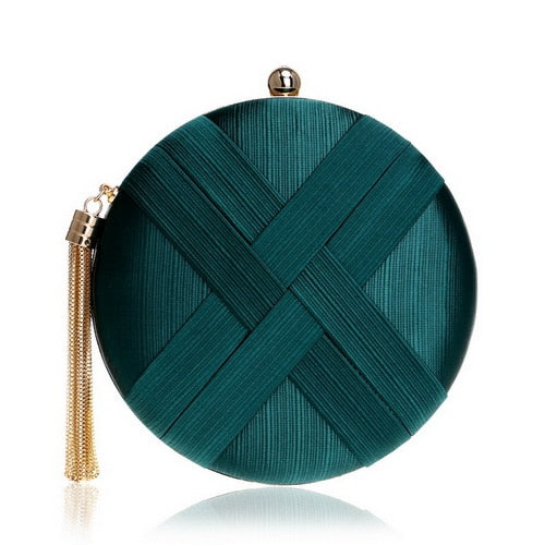 Tassel-Embellished Metal Clutch: Luxurious Evening Handbag for Weddings & Parties | ULZZANG BELLA