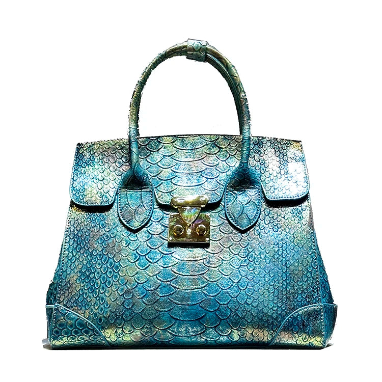 Elegante borsa a tracolla in pelle con stampa serpente e design spazioso | ULZZANG BELLA