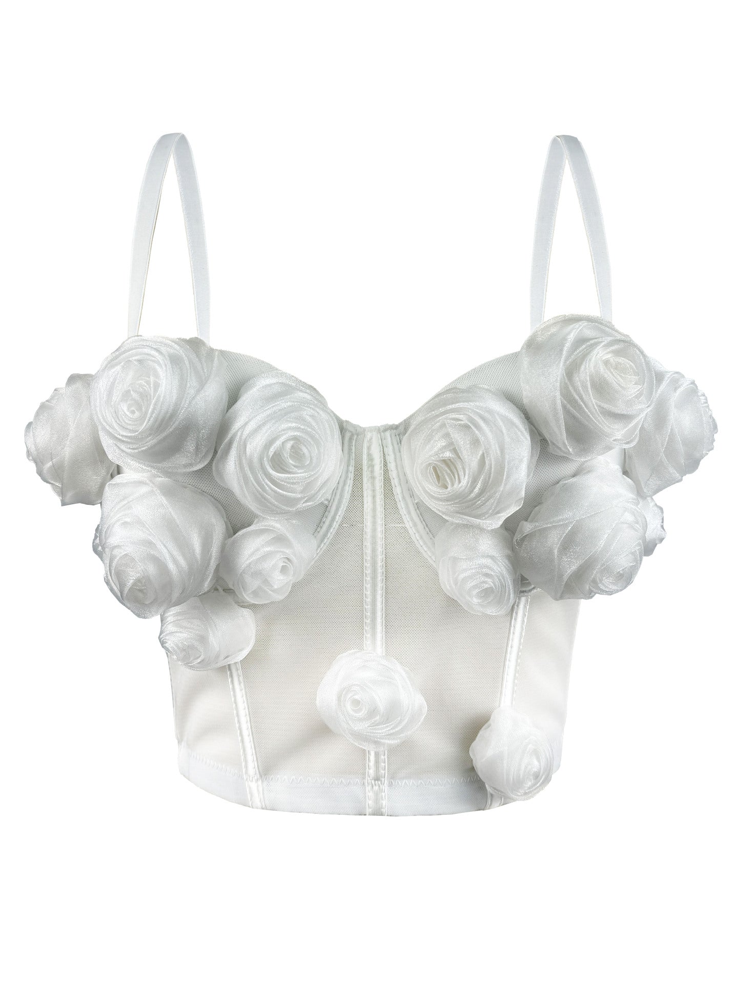 3D Floral Strapless Bustier Top in Luxurious Mesh | ULZZANG BELLA