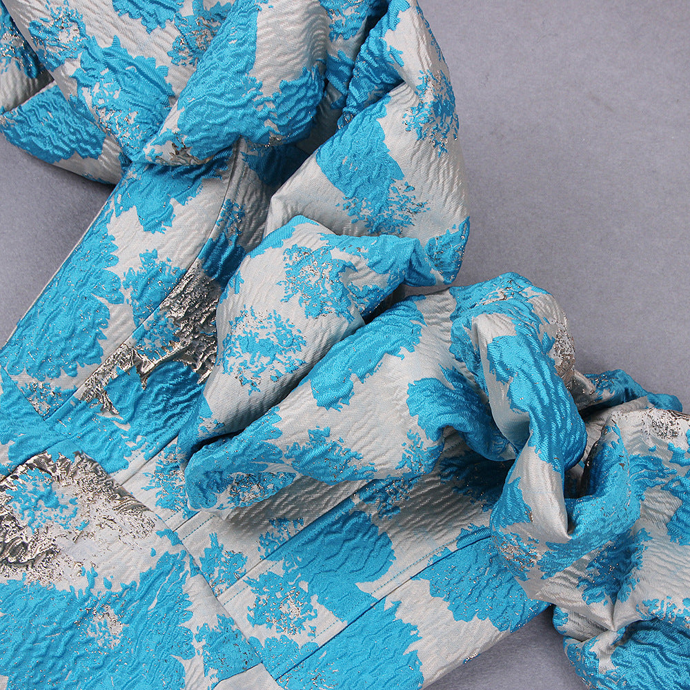 Robe portefeuille mi-longue élégante à manches bouffantes et imprimé irrégulier | ULZZANG BELLA