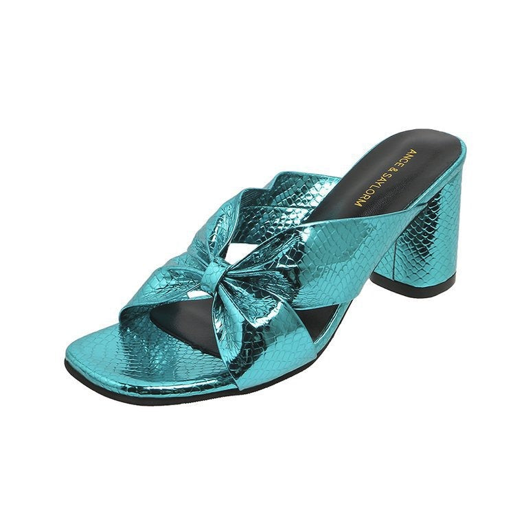 Serpentine Cross Strap High-Heeled Slippers | ULZZANG BELLA