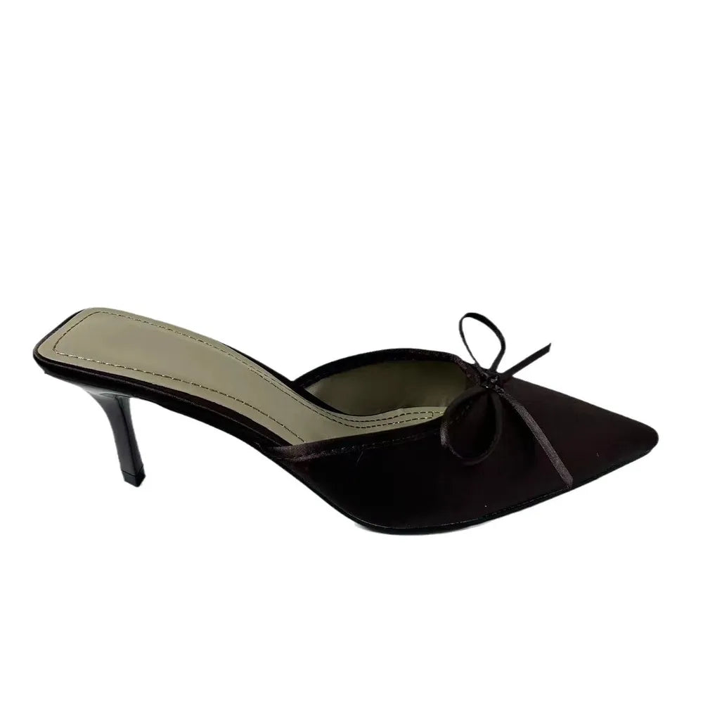 Elegant Satin Pointed Toe Kitten Heel Pumps | ULZZANG BELLA