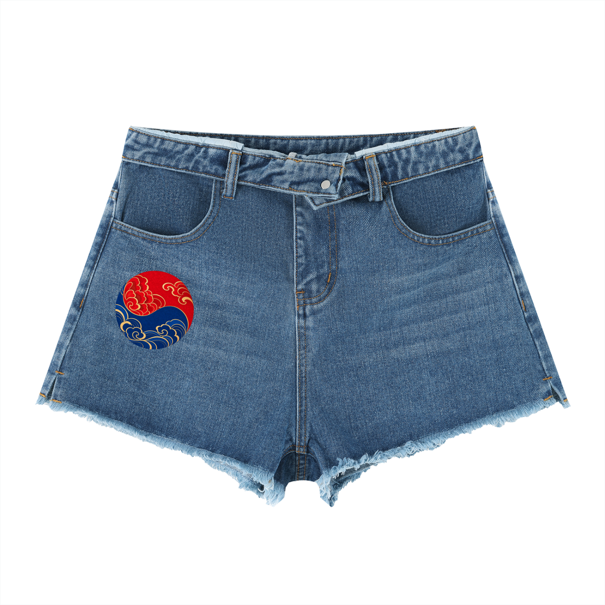 ULZZANG BELLA High-Rise A-Line Denim Shorts for Effortless Style