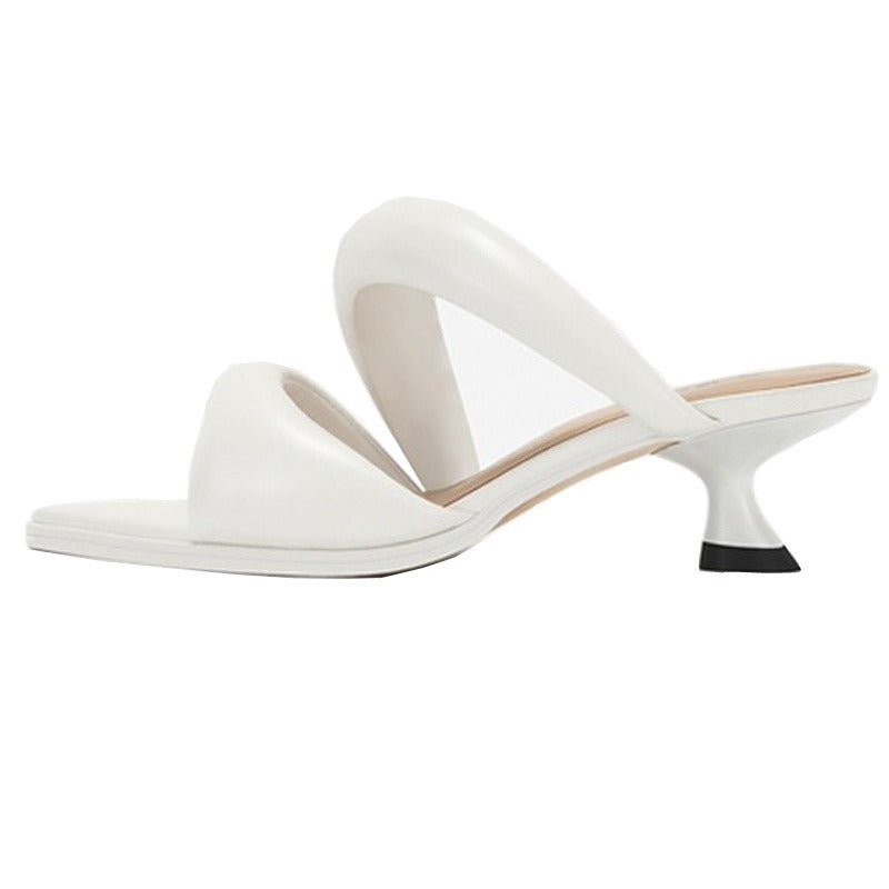 Soft Leather Elegant Kitten Flip Flops for Plus Size Women | ULZZANG BELLA