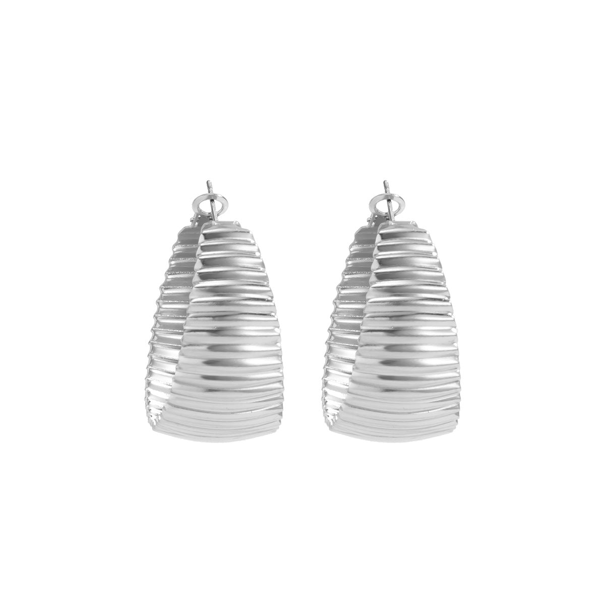 Chic Punk Metal Stripe C-Shaped Earrings in Geometric Design | ULZZANG BELLA
