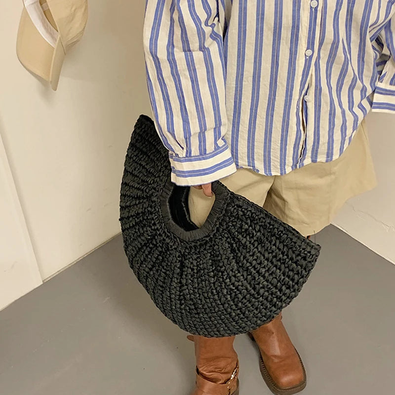 Sumptuous Summer Grass Woven Bag for Women – Spacious Beach Handbag | ULZZANG BELLA
