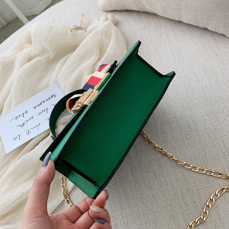 Chic Korean-Style Crossbody Chain Bag with Trendy Scarves | ULZZANG BELLA
