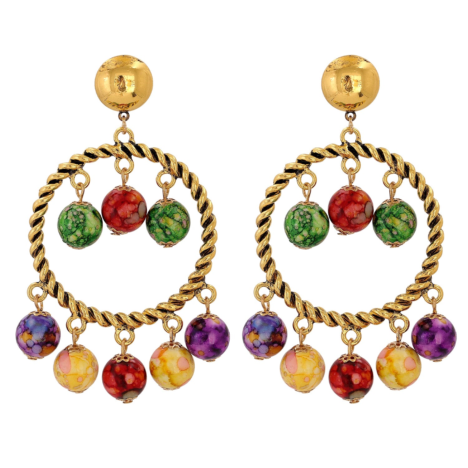Exquisite Handmade Geometric Beaded Ball Drop Earrings | ULZZANG BELLA