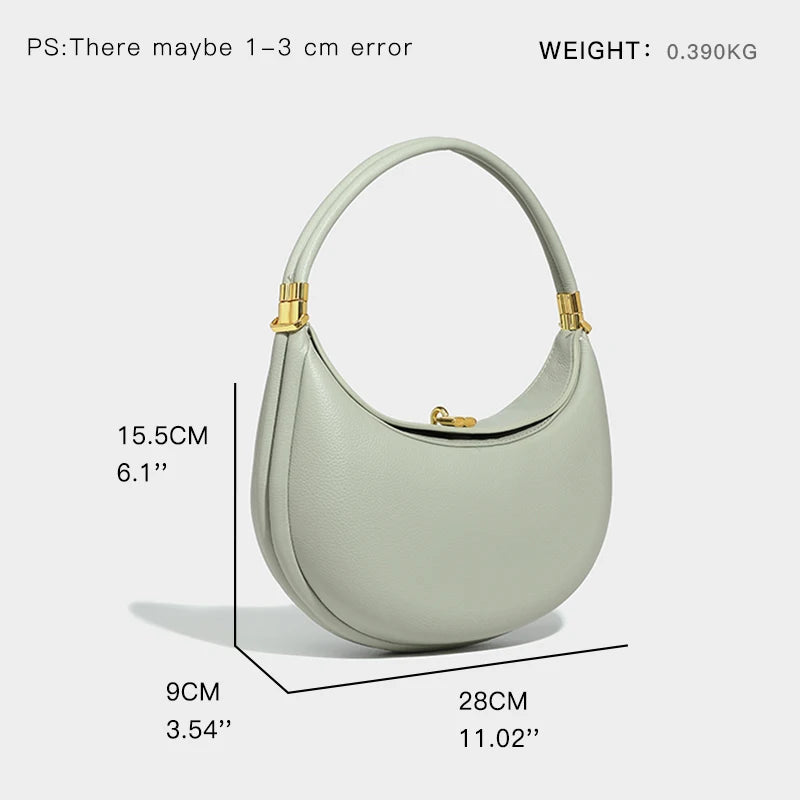 Lussuosa borsa a mano in vera pelle a mezzaluna | ULZZANG BELLA