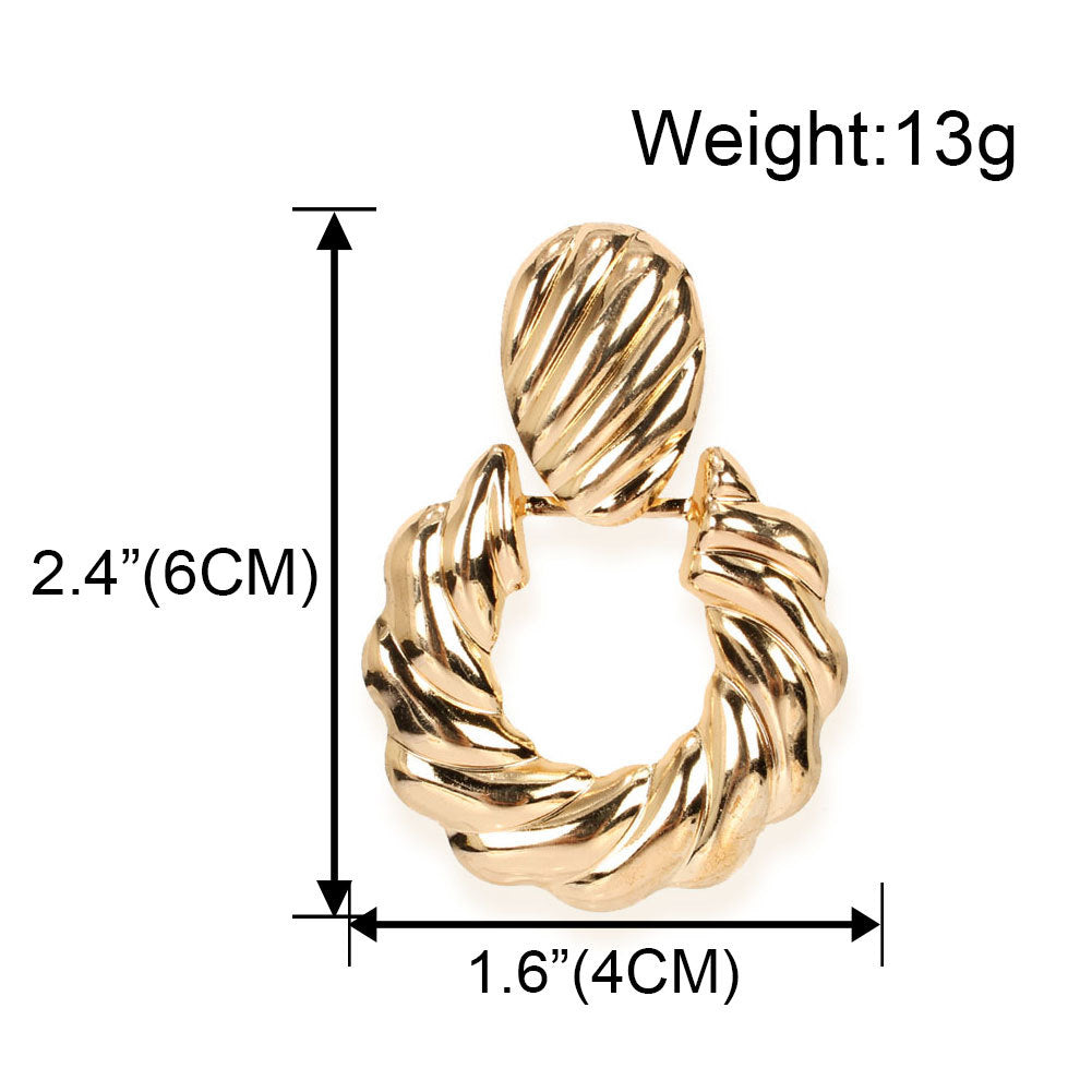 Exquisite Retro Alloy Oval Earrings for the Modern Woman | ULZZANG BELLA