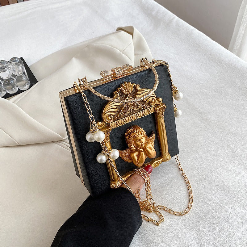 Borsa a mano con catena e fiore in stile retrò chic | ULZZANG BELLA