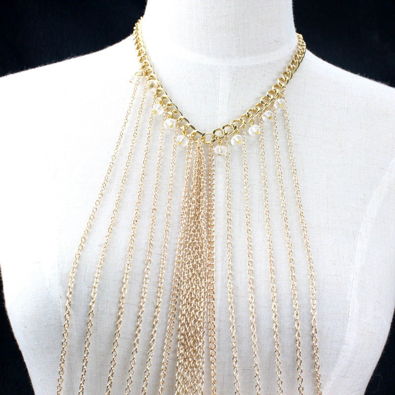 Discover athé's Exquisite Multi-Layered Crystal Tassel Body Chain, a South Korean masterpiece of premium alloy and crystals, elevating your elegance effortlessly.
