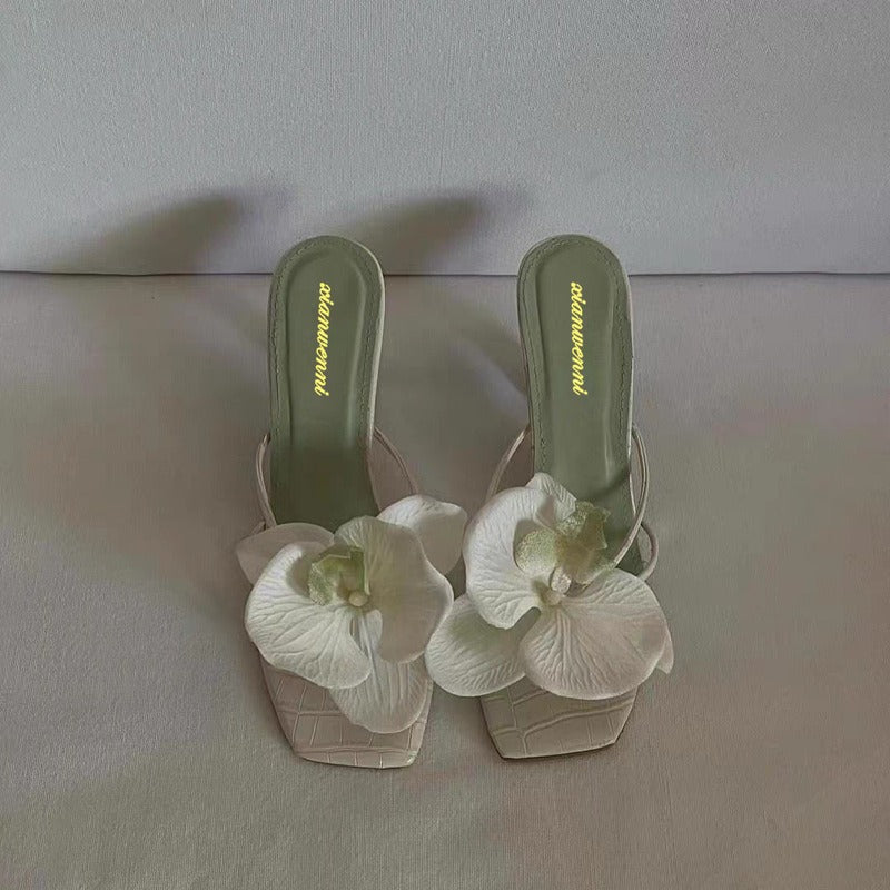 Irresistible Flower Toe High Heels Slippers | ULZZANG BELLA