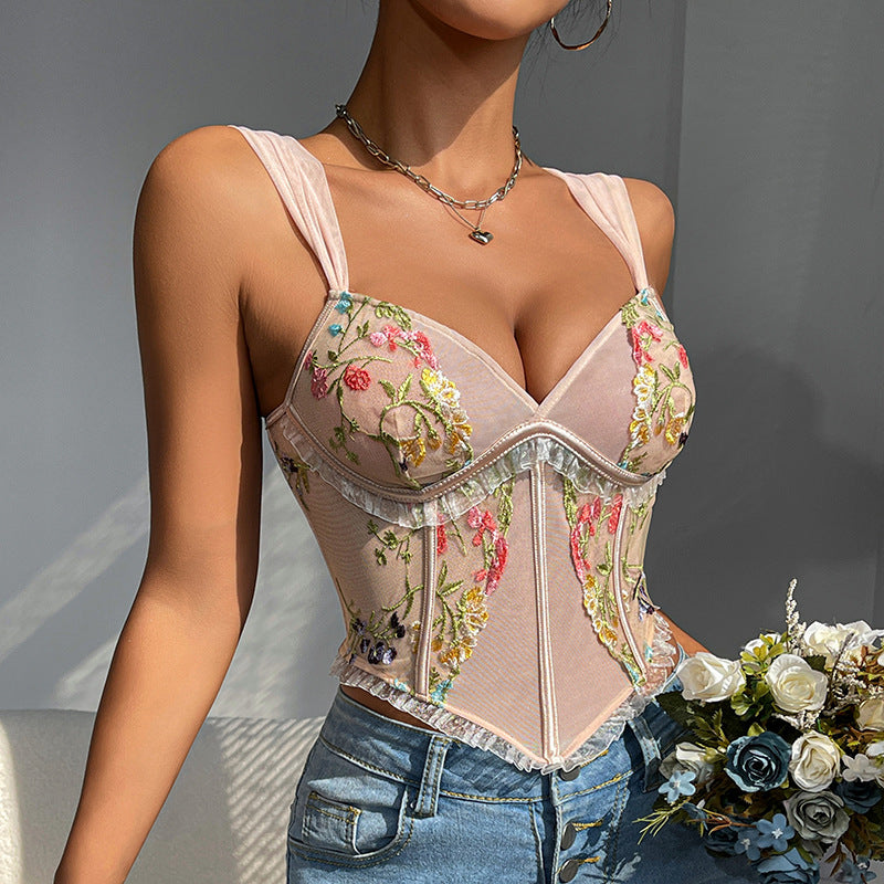 Seductive Retro Floral Vest Top | ULZZANG BELLA