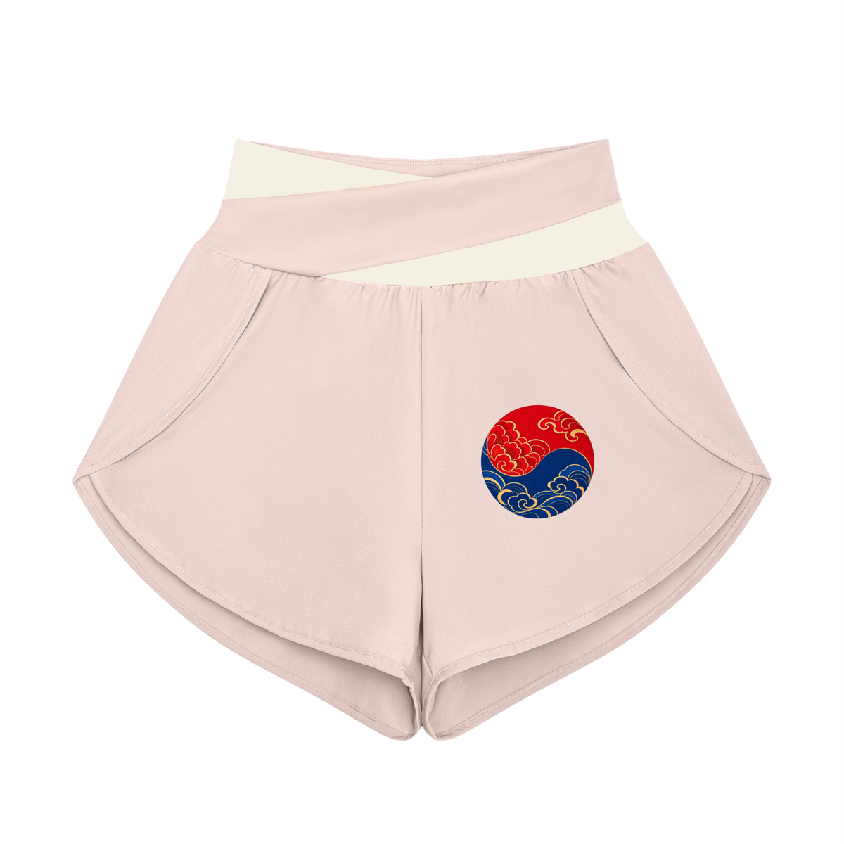 Cross-Over Panelled High Waisted Yoga Shorts | ULZZANG BELLA