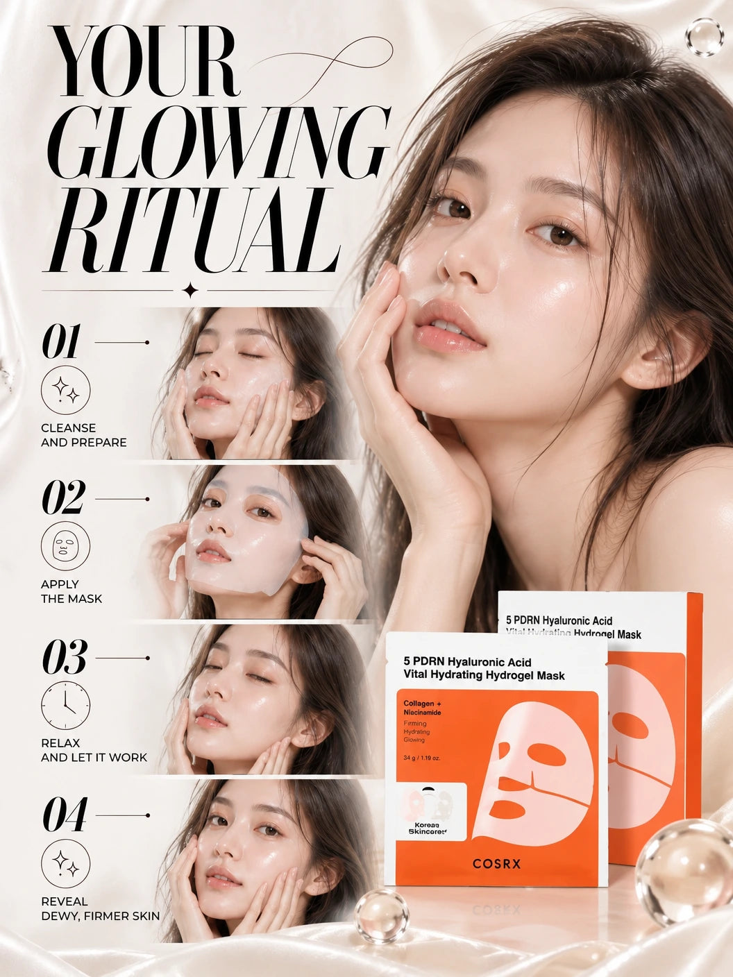 5 PDRN Hyaluronic Acid Vital Hydrating Hydrogel Mask 3ea | COSRX | COSRX 5 PDRN Hydrogel Mask 3 Pack | Firming Care
