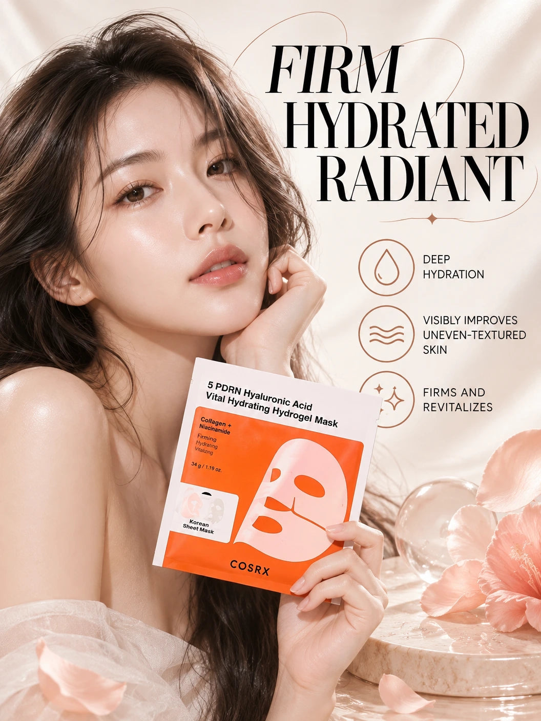 5 PDRN Hyaluronic Acid Vital Hydrating Hydrogel Mask 3ea | COSRX | COSRX 5 PDRN Hydrogel Mask 3 Pack | Firming Care