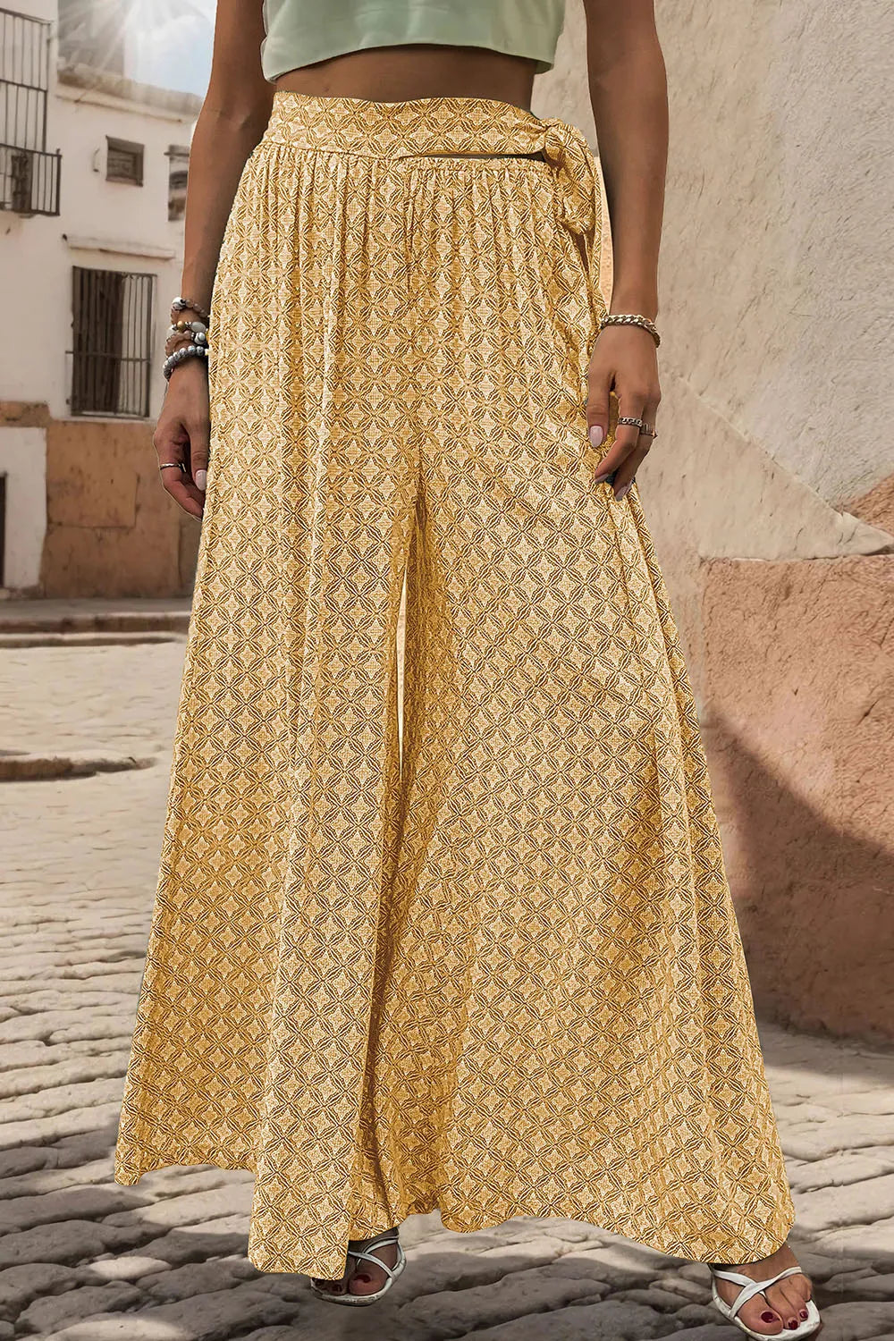 Sophisticated Tied Wide Leg Pants in Sheer Elegance | ULZZANG BELLA