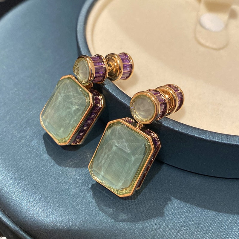 Exquisite Green Jade-Inspired Luxury Earrings for Women | ULZZANG BELLA