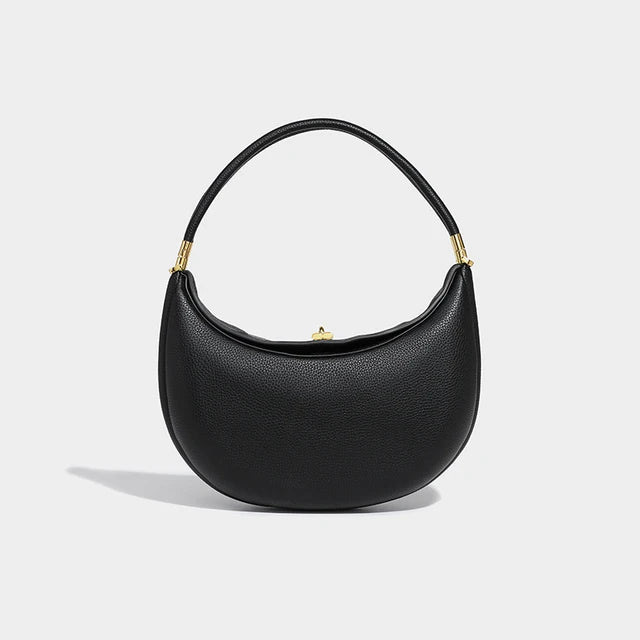 Luxurious Half Moon Genuine Leather Tote | ULZZANG BELLA