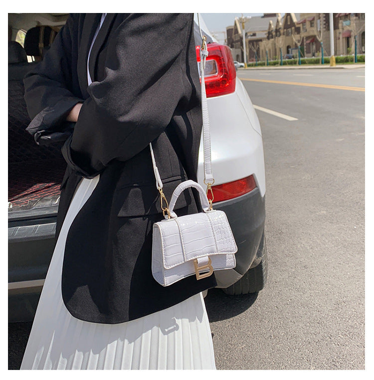 Elegante borsa a tracolla quadrata piccola con motivo coccodrillo nero | ULZZANG BELLA