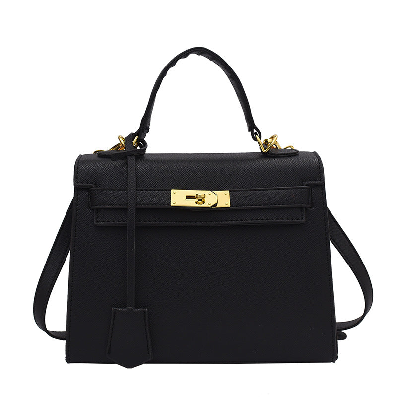 Elegantly Chic PU Kelly Bag with Lock Closure | ULZZANG BELLA