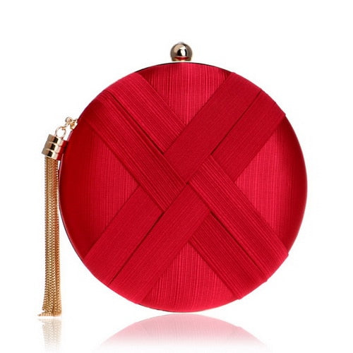 Tassel-Embellished Metal Clutch: Luxurious Evening Handbag for Weddings & Parties | ULZZANG BELLA