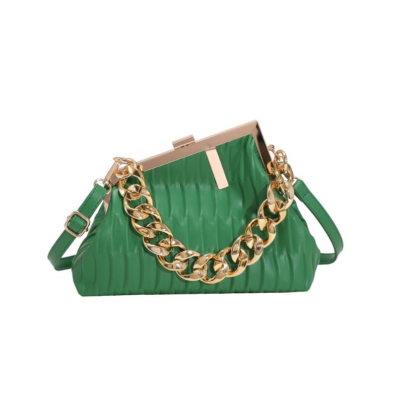 Thick Chain Striped Leather Crossbody Bag | ULZZANG BELLA