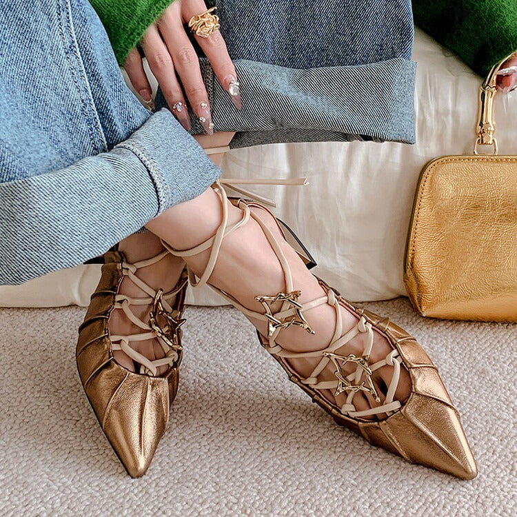 Sheepskin Strap Roman Sandals with Thick Heels | ULZZANG BELLA