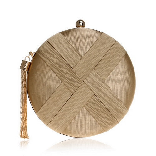 Tassel-Embellished Metal Clutch: Luxurious Evening Handbag for Weddings & Parties | ULZZANG BELLA