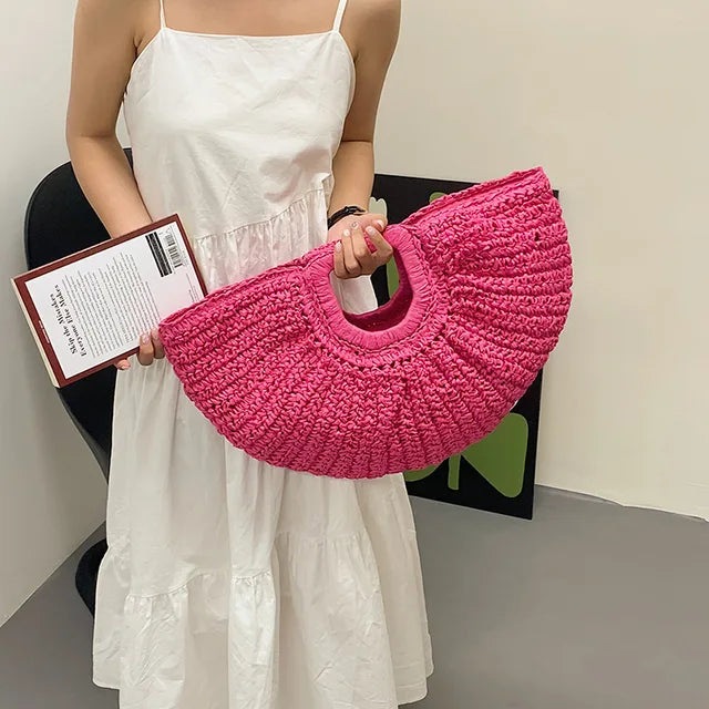 Sumptuous Summer Grass Woven Bag for Women – Spacious Beach Handbag | ULZZANG BELLA