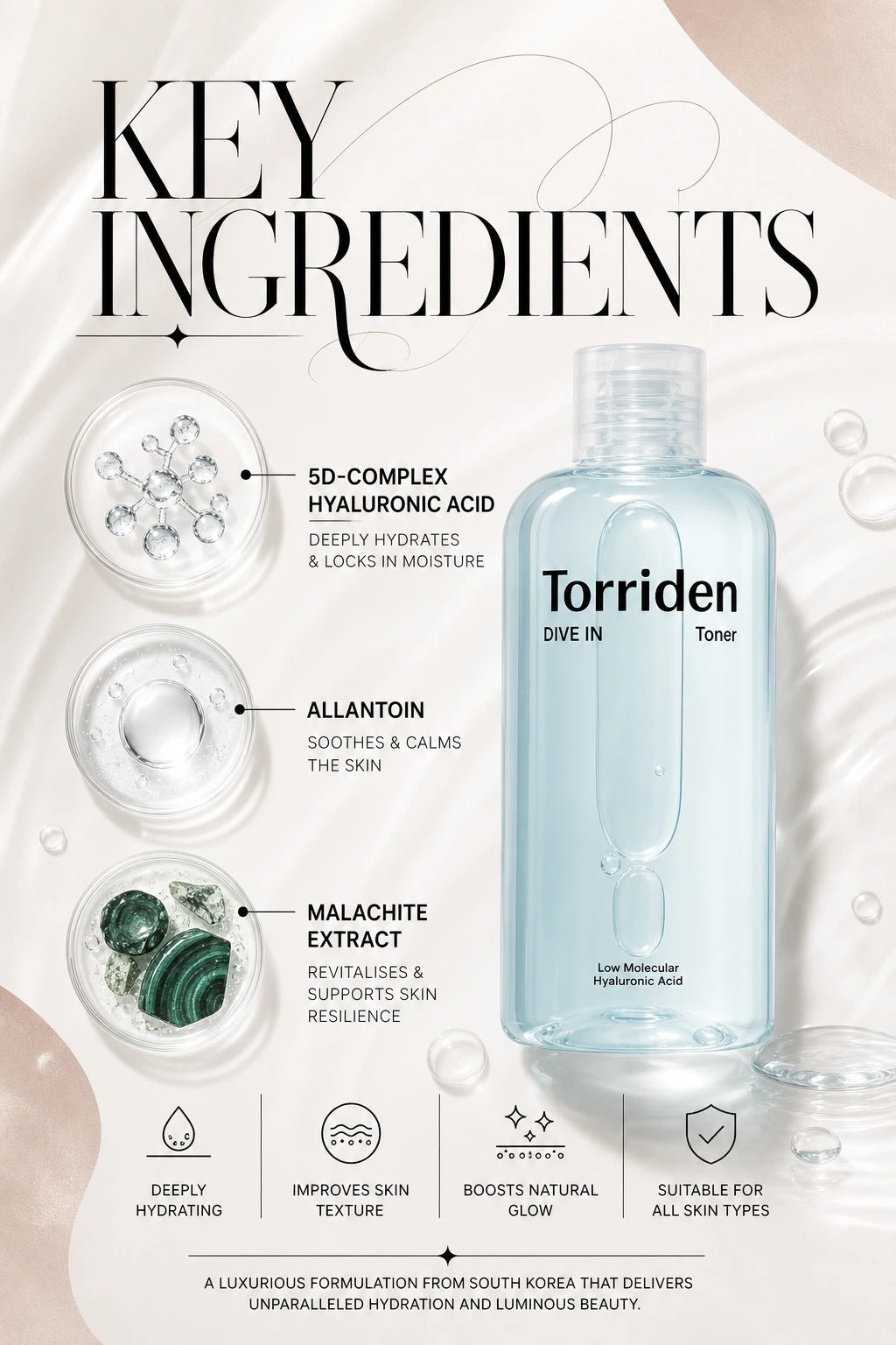 5D Hyaluronic Acid Toner for Luminous Hydration | Torriden | Torriden 5D Hyaluronic Acid Toner - Artisanal Hydration Essence